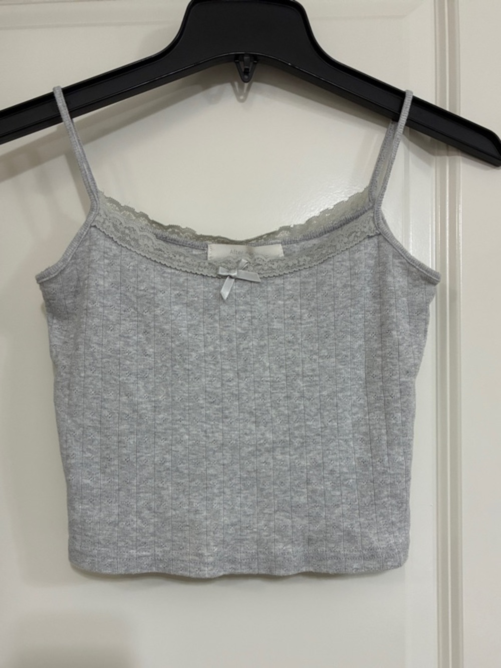 Light Gray Ribbed Lace-Trim Camisole Tank - Women's Top